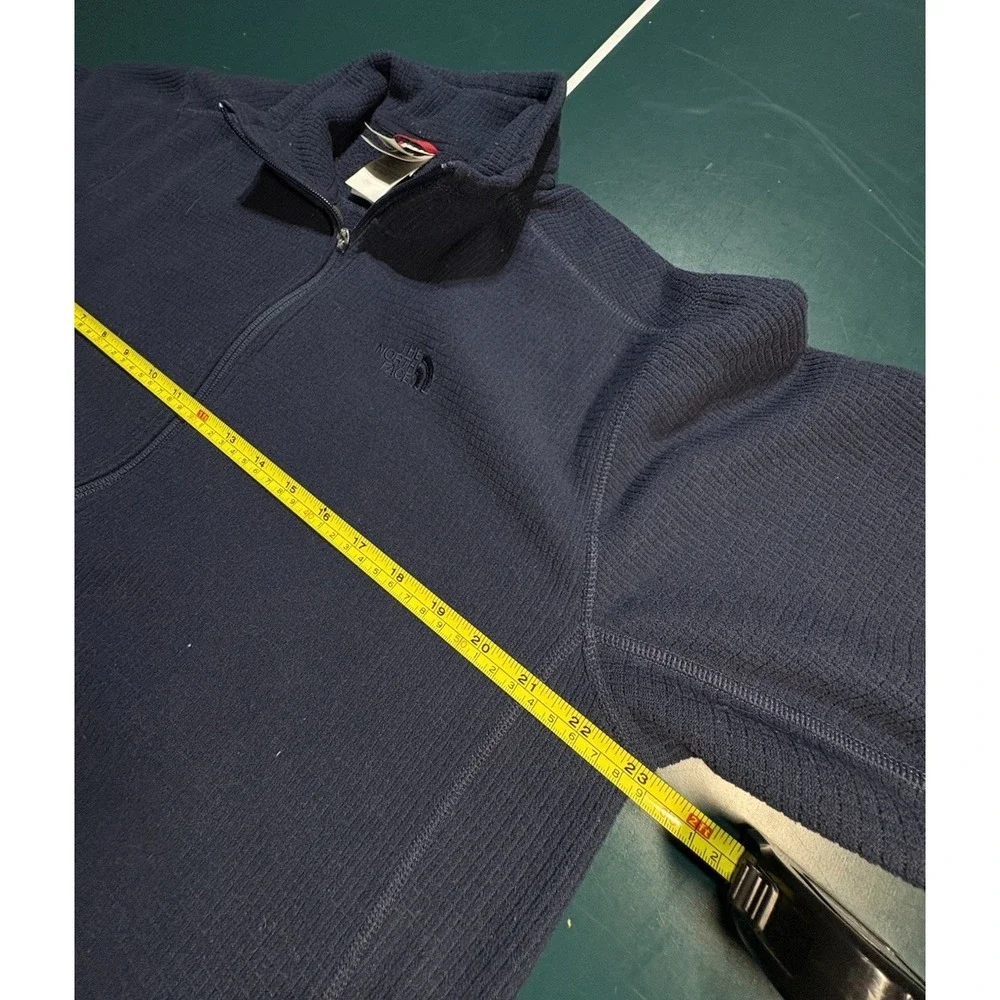 The North Face Waffle Knit Full Zip‎ Jacket Men's Large Navy Blue Fleece